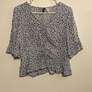 Divided H&M Blue Floral Crop Top